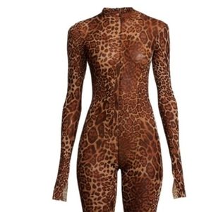 LaQuan Smith Leopard Print catsuit bodysuit